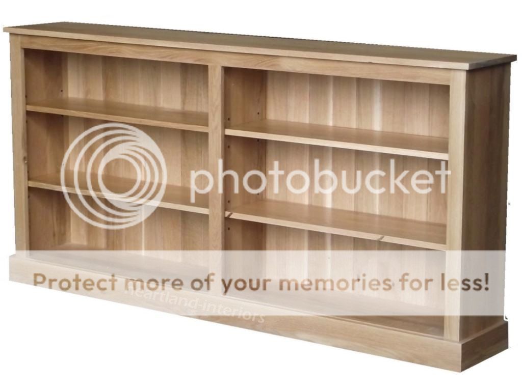 Solid Oak Bookcase, Low 6ft Wide Adjustable Display Shelving Unit